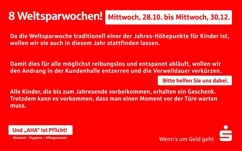 8Weltspartage Sparkasse rieselfeld